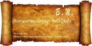 Burgermeister Máté névjegykártya