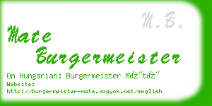 mate burgermeister business card